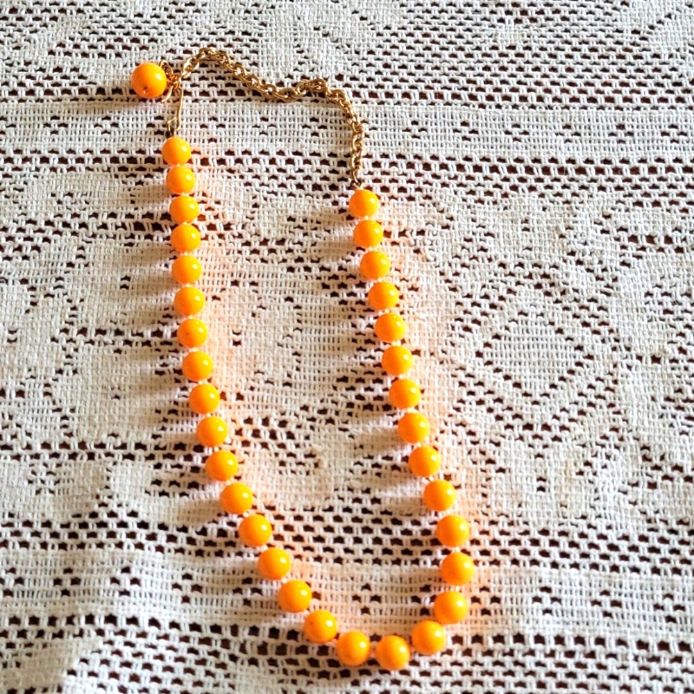Tangerine orange beaded necklace